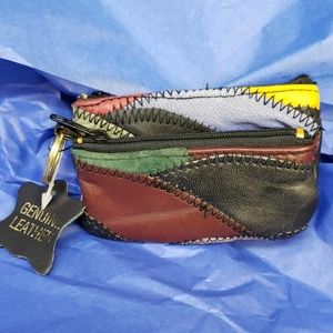 1990s leather patchwork change purse
